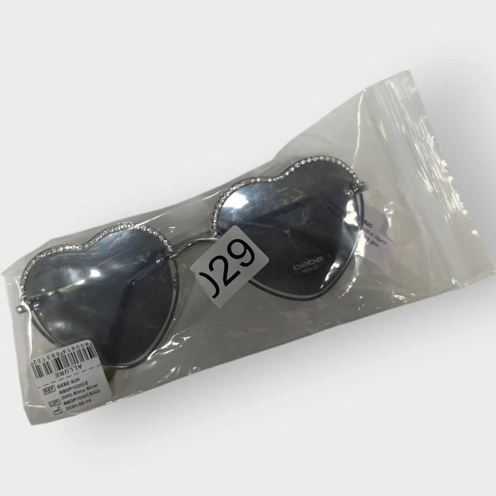 New‎ Authentic BEBE Sunglasses BBOP 1030 045 Silver Frame GRAY LENS 100% UV